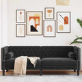 Chesterfield-Sofa mit Nackenrollen 3-Sitzer Schwarz Samt
