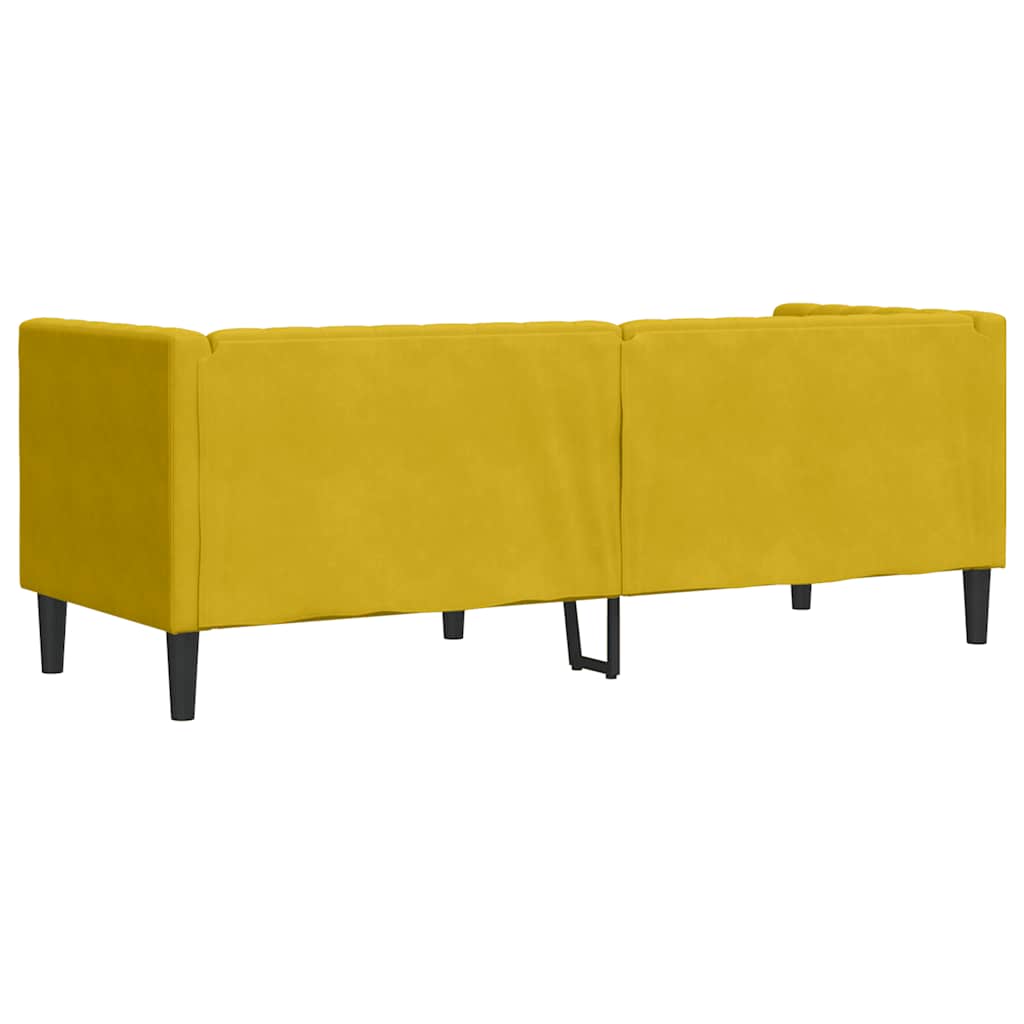 Chesterfield-Sofa mit Nackenrollen 3-Sitzer Gelb Samt