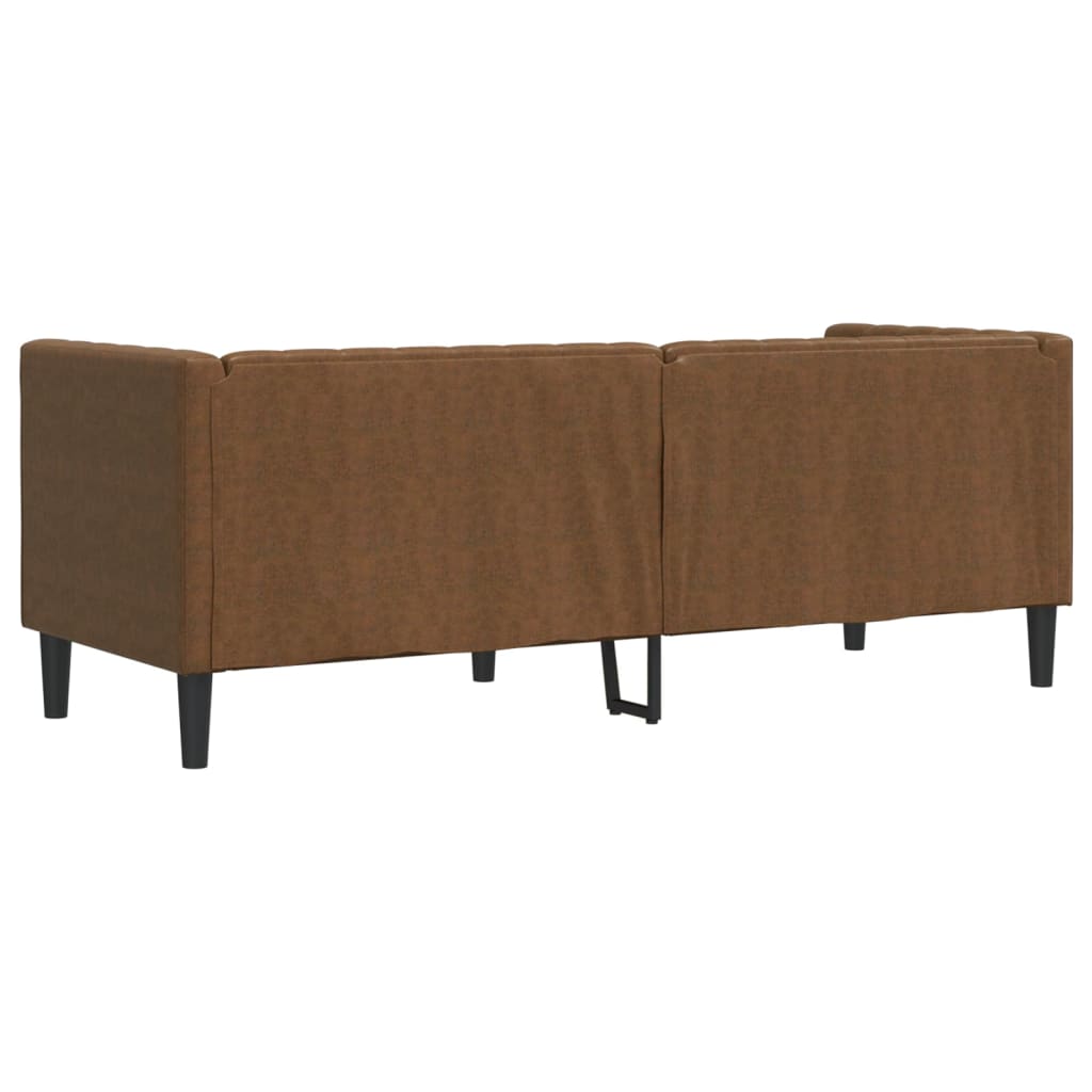 Chesterfield-Sofa 3-Sitzer Braun Kunstleder in Wildleder-Optik