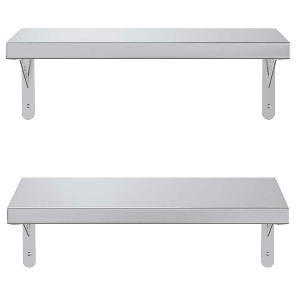 Wandregale 2 Stk. 50x23,5 cm Silbern Edelstahl