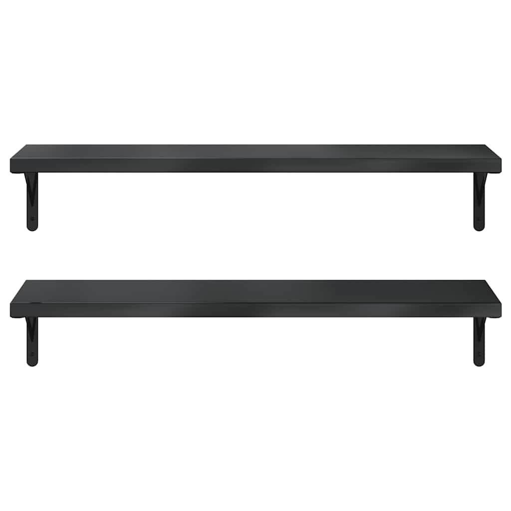 Wandregale 2 Stk. 100x30 cm Schwarz Edelstahl