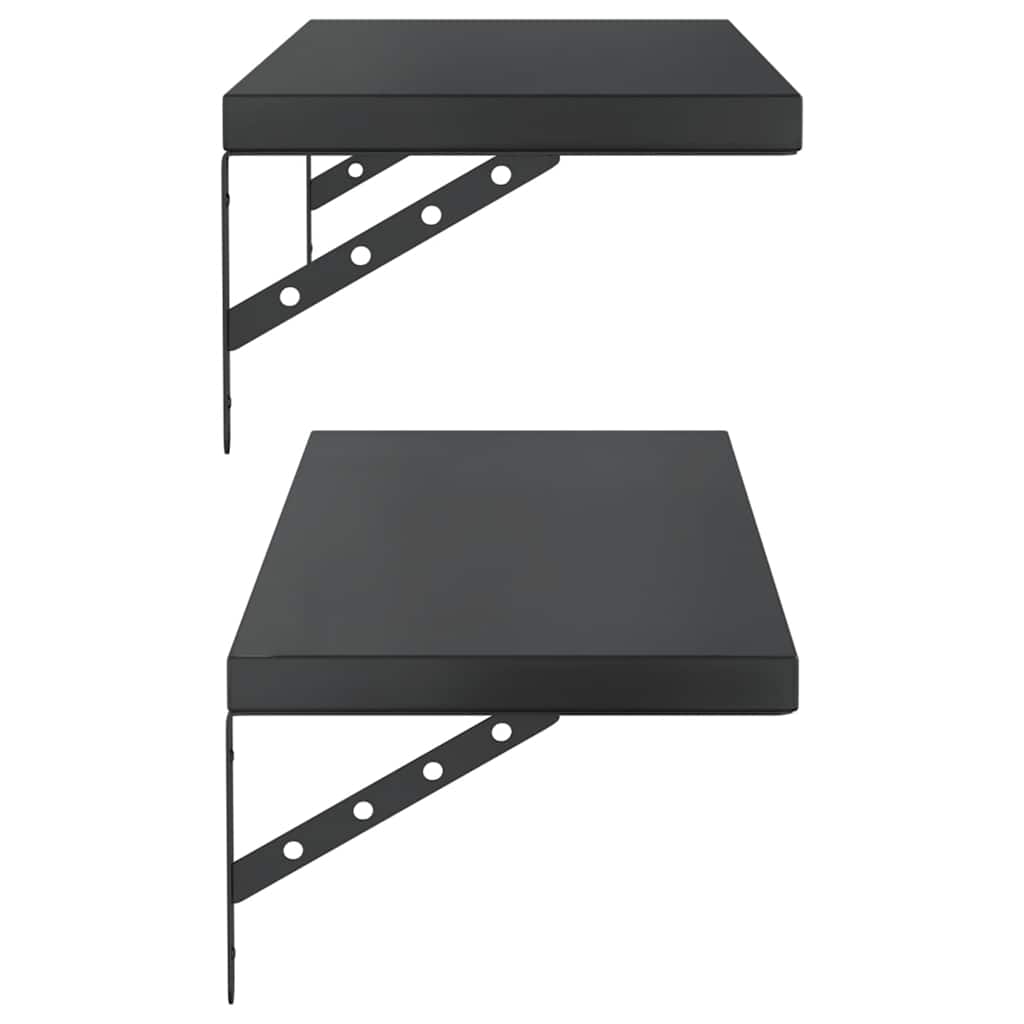 Wandregale 2 Stk. 100x30 cm Schwarz Edelstahl