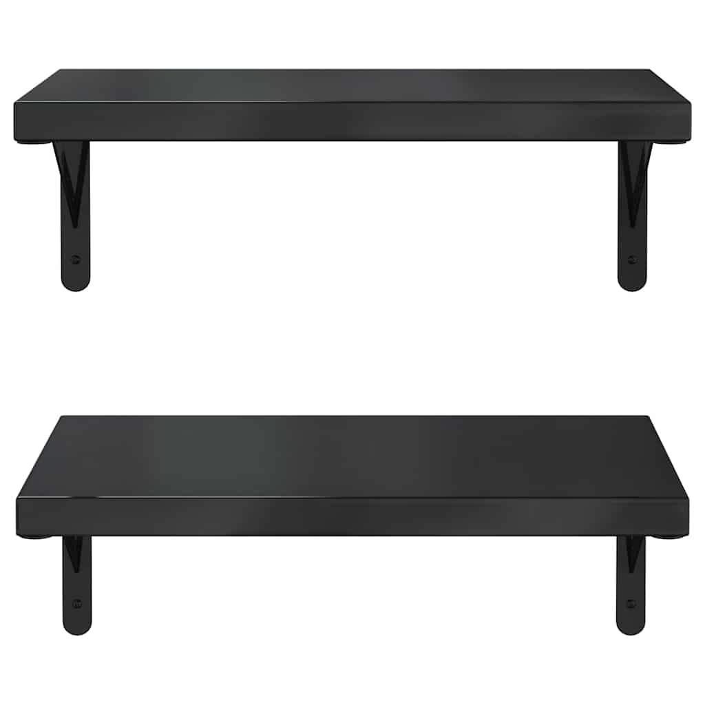Wandregale 2 Stk. 50x30 cm Schwarz Edelstahl
