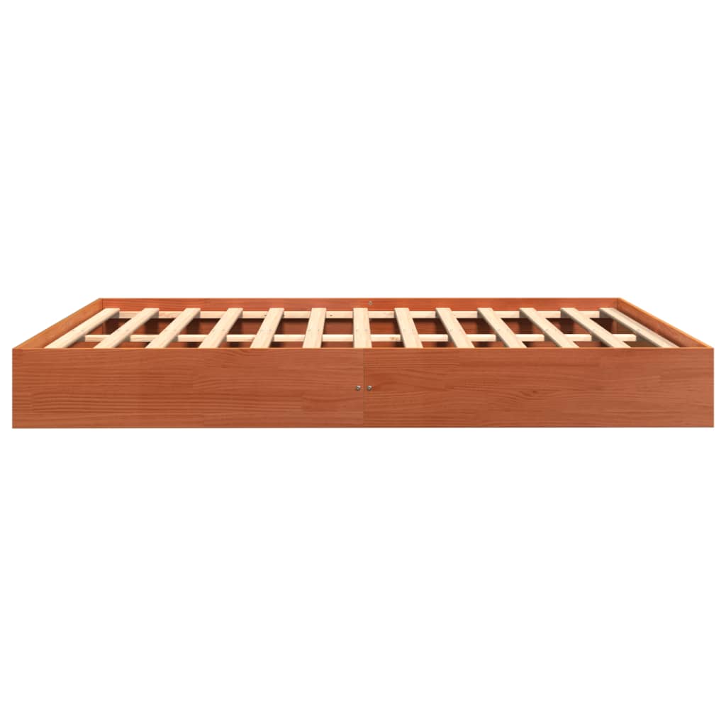 Massivholzbett ohne Matratze Wachsbraun 150x200 cm Kiefernholz