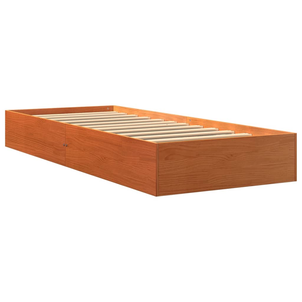 Massivholzbett ohne Matratze Wachsbraun 90x190 cm Kiefernholz
