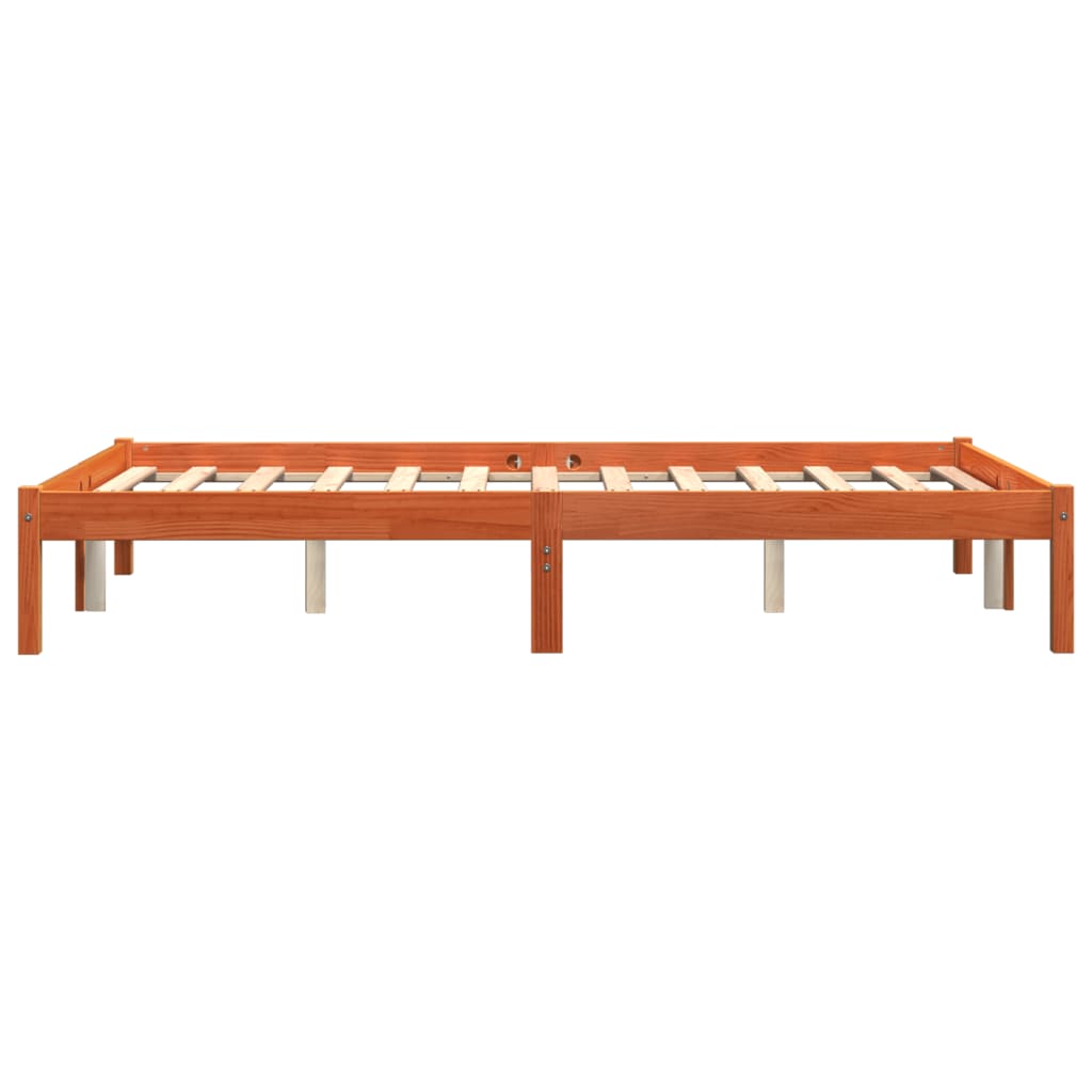 Massivholzbett ohne Matratze Wachsbraun 140x190 cm Kiefernholz