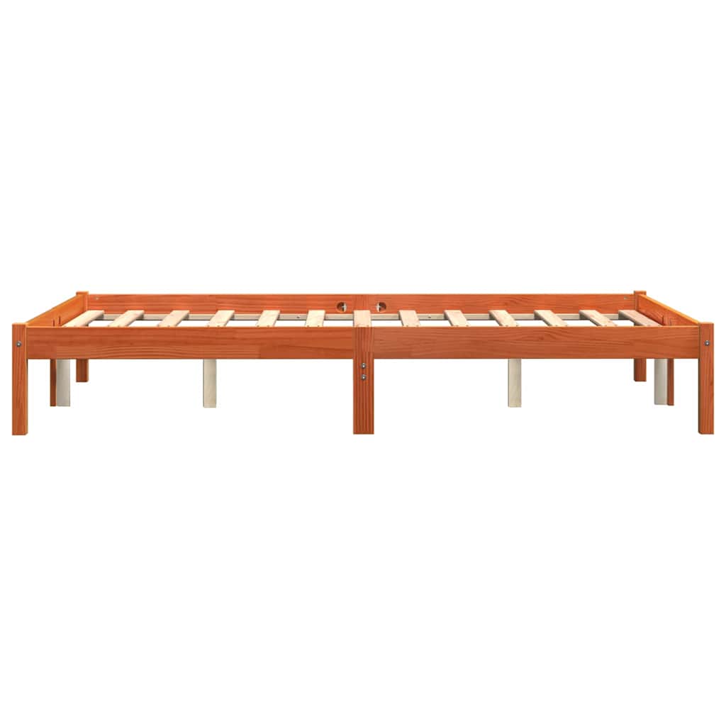 Massivholzbett ohne Matratze Wachsbraun 140x200 cm Kiefernholz