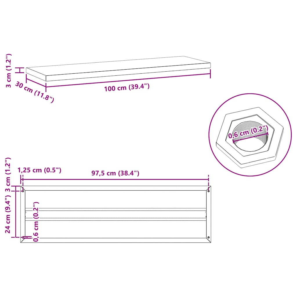 Wandregale 2 Stk. 100x30 cm Silbern Edelstahl
