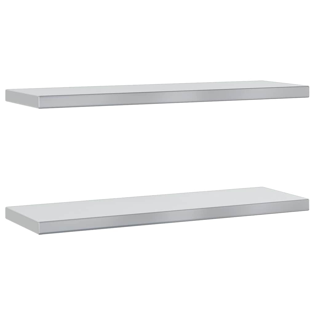 Wandregale 2 Stk. 75x23,5 cm Silbern Edelstahl