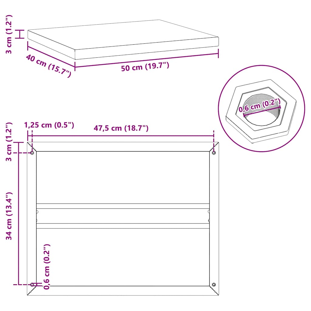 Wandregale 2 Stk. 50x40 cm Silbern Edelstahl