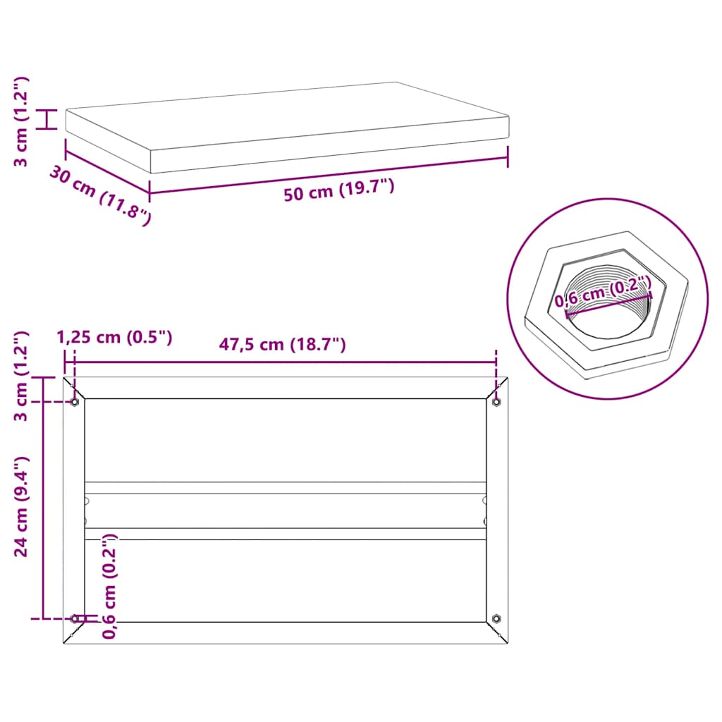 Wandregale 2 Stk. 50x30 cm Silbern Edelstahl