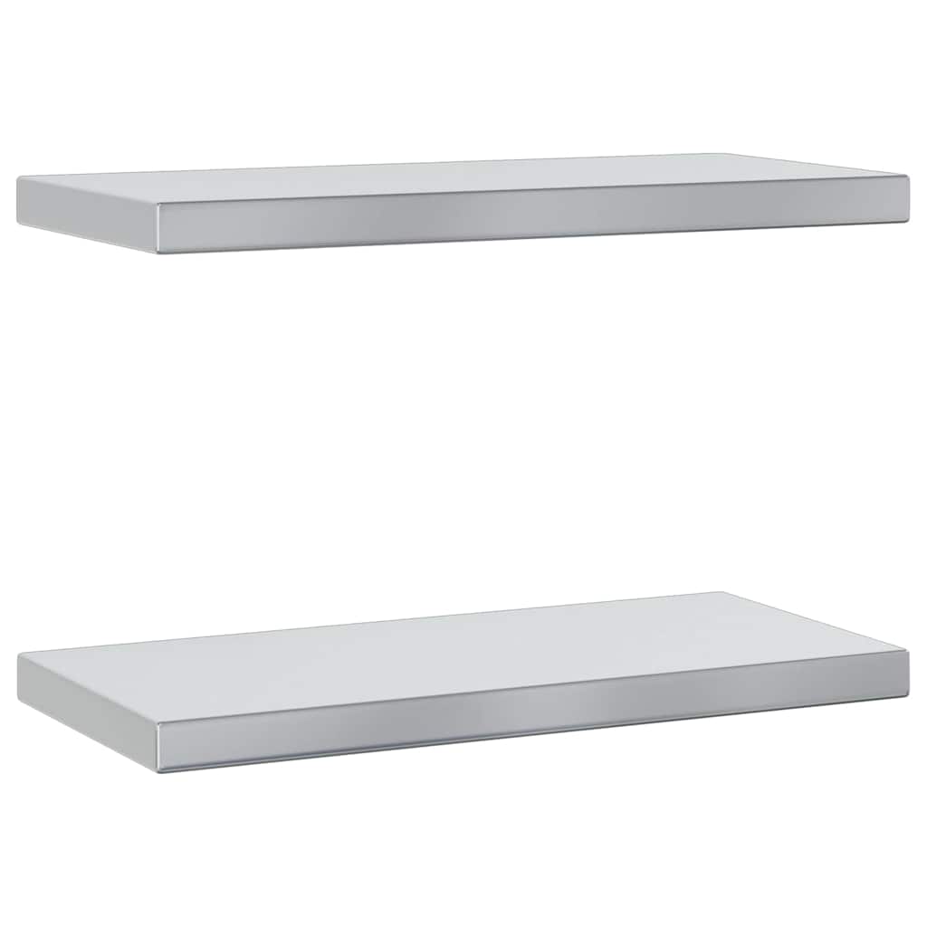 Wandregale 2 Stk. 50x23,5 cm Silbern Edelstahl