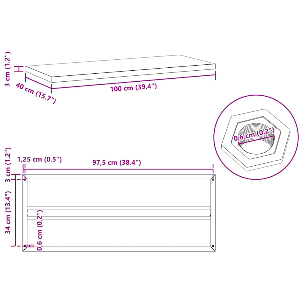 Wandregale 2 Stk. 100x40 cm Schwarz Edelstahl
