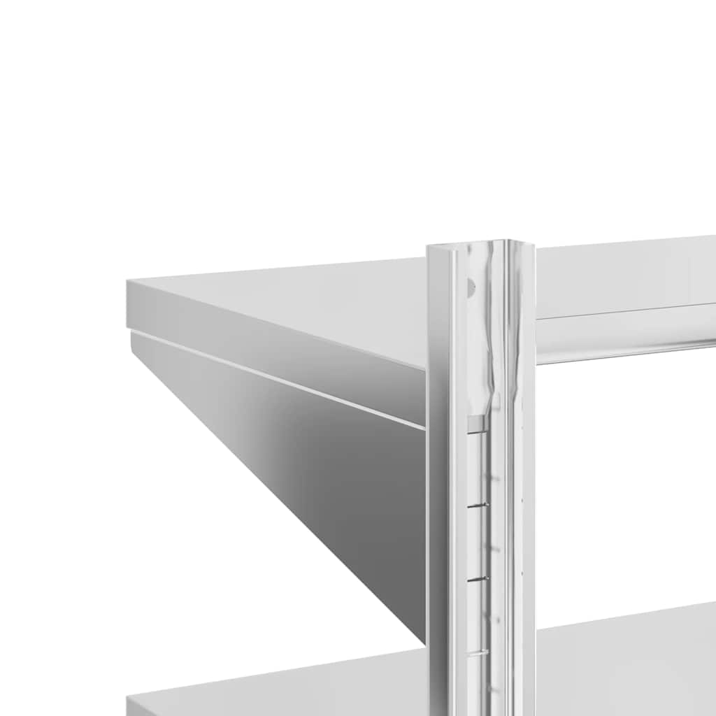 Wandregal mit 2 Böden 100x30x60 cm Silbern Edelstahl