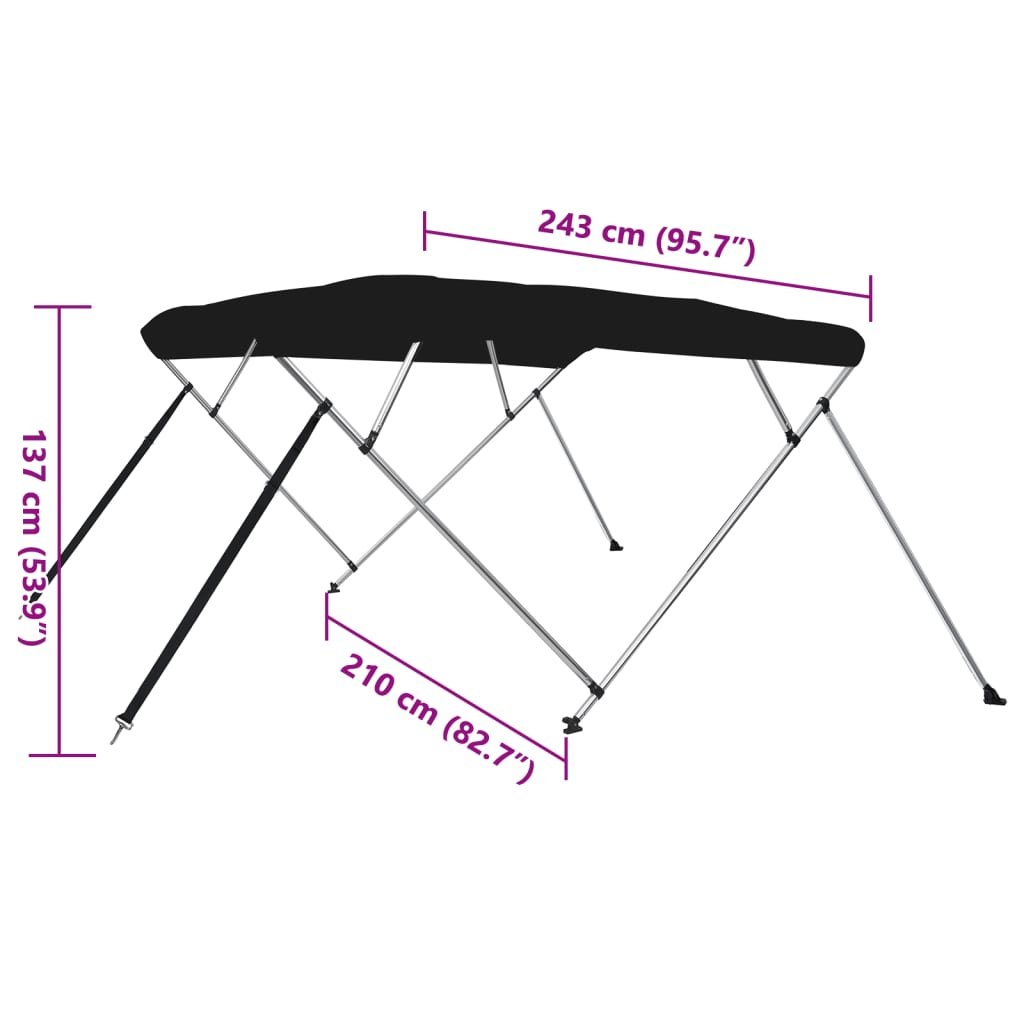 4-Bow Bimini-Top Schwarz 243x210x137 cm