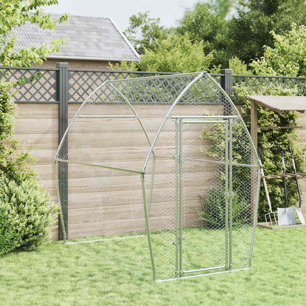 Hühnerkäfig Silbern 200x105x182 cm Verzinkter Stahl