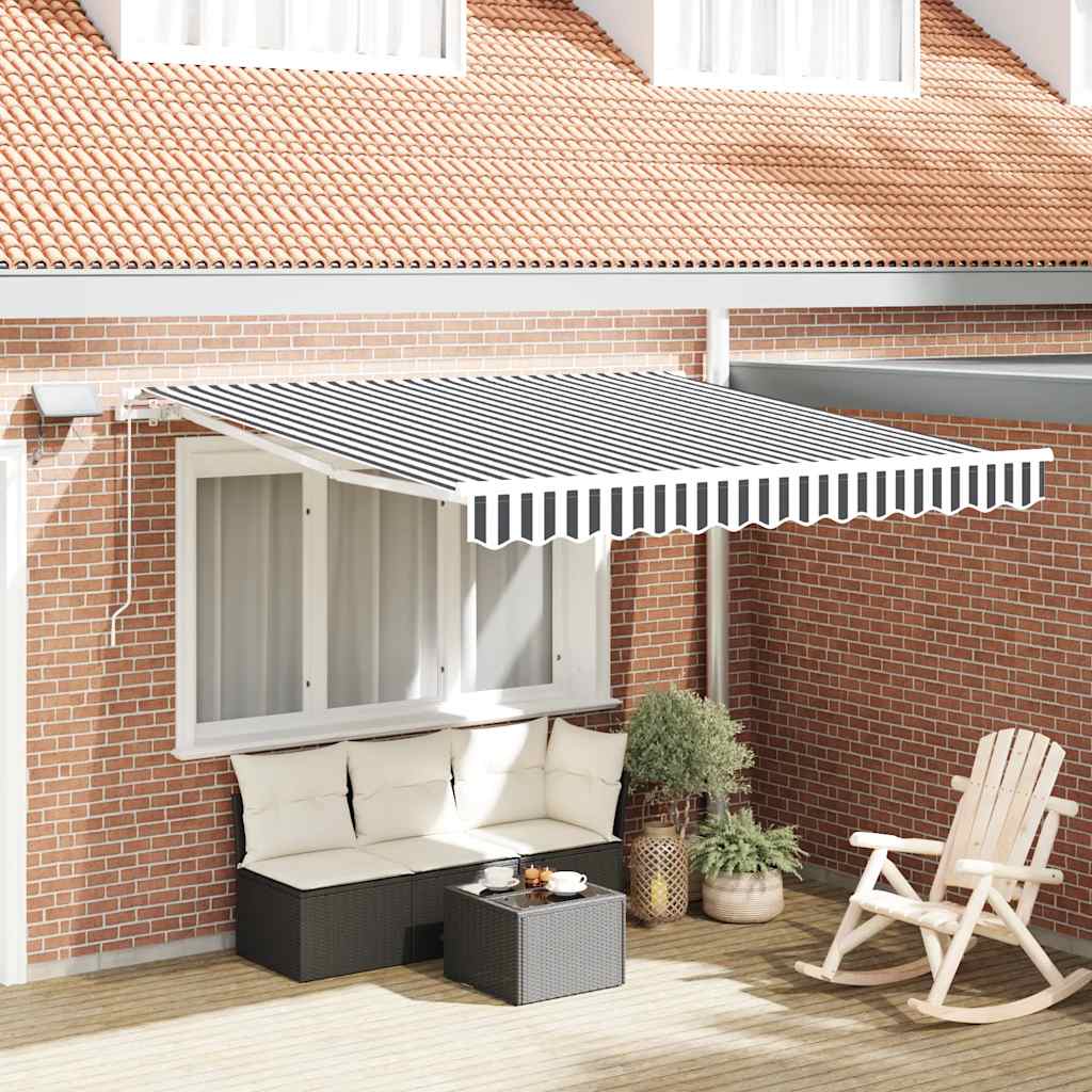 Markise mit LED-Beleuchtung Manuell Anthrazit & Weiß 300x250 cm