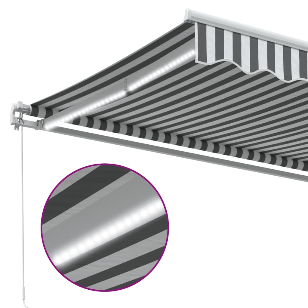 Markise Manuell mit LED Anthrazit & Weiß 450x350 cm
