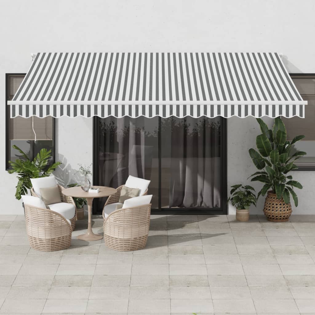 Markise Manuell mit LED Anthrazit & Weiß 450x350 cm