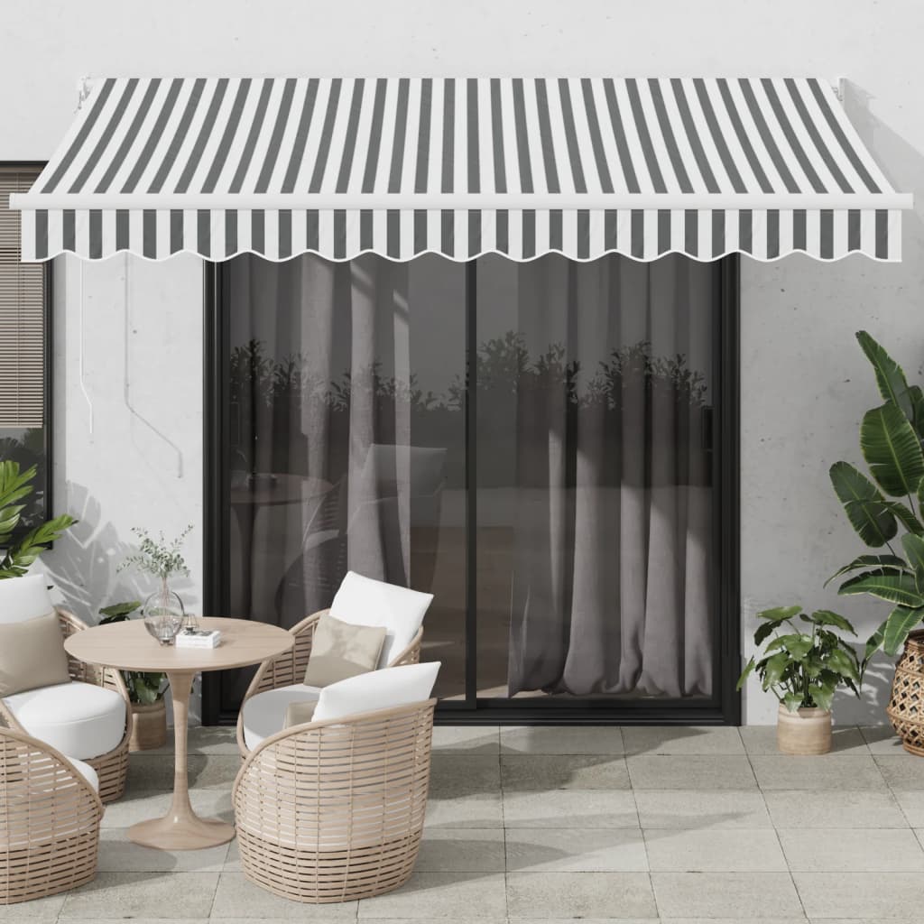Markise Einziehbar Anthrazit & Weiß 3,5x2,5 m Stoff & Aluminium