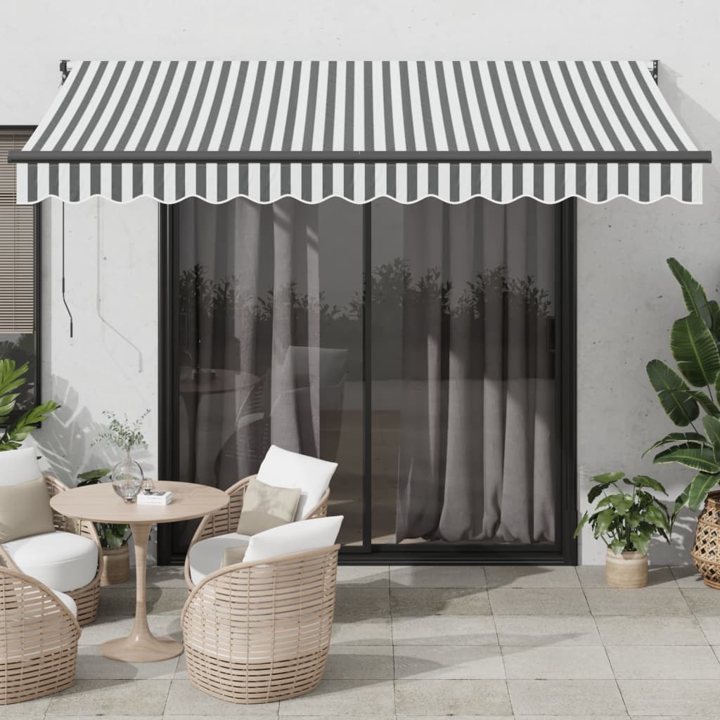 Markise Einziehbar Anthrazit & Weiß 3,5x2,5 m Stoff & Aluminium