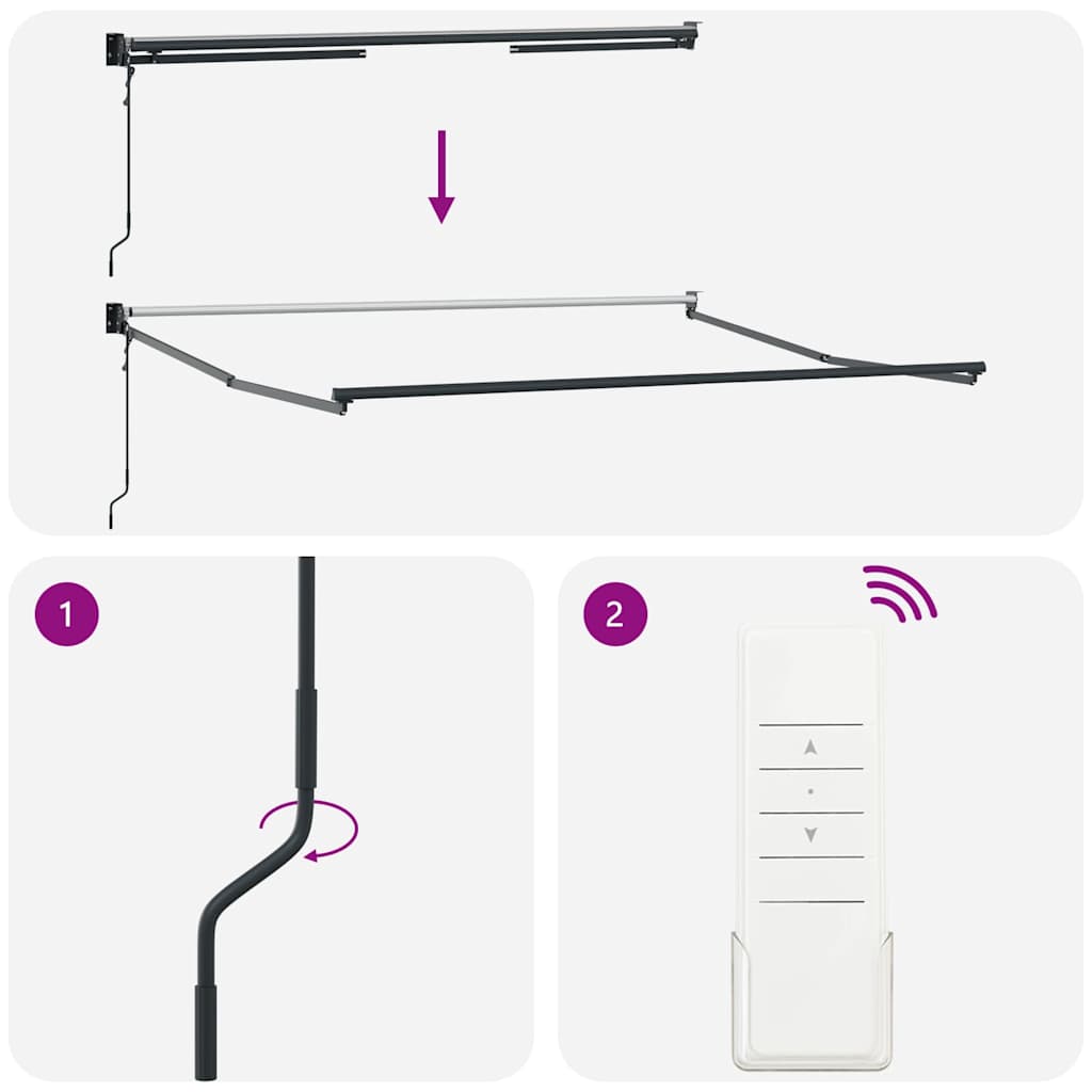Markise Einziehbar Anthrazit und Weiß 3x2,5 m Stoff & Aluminium