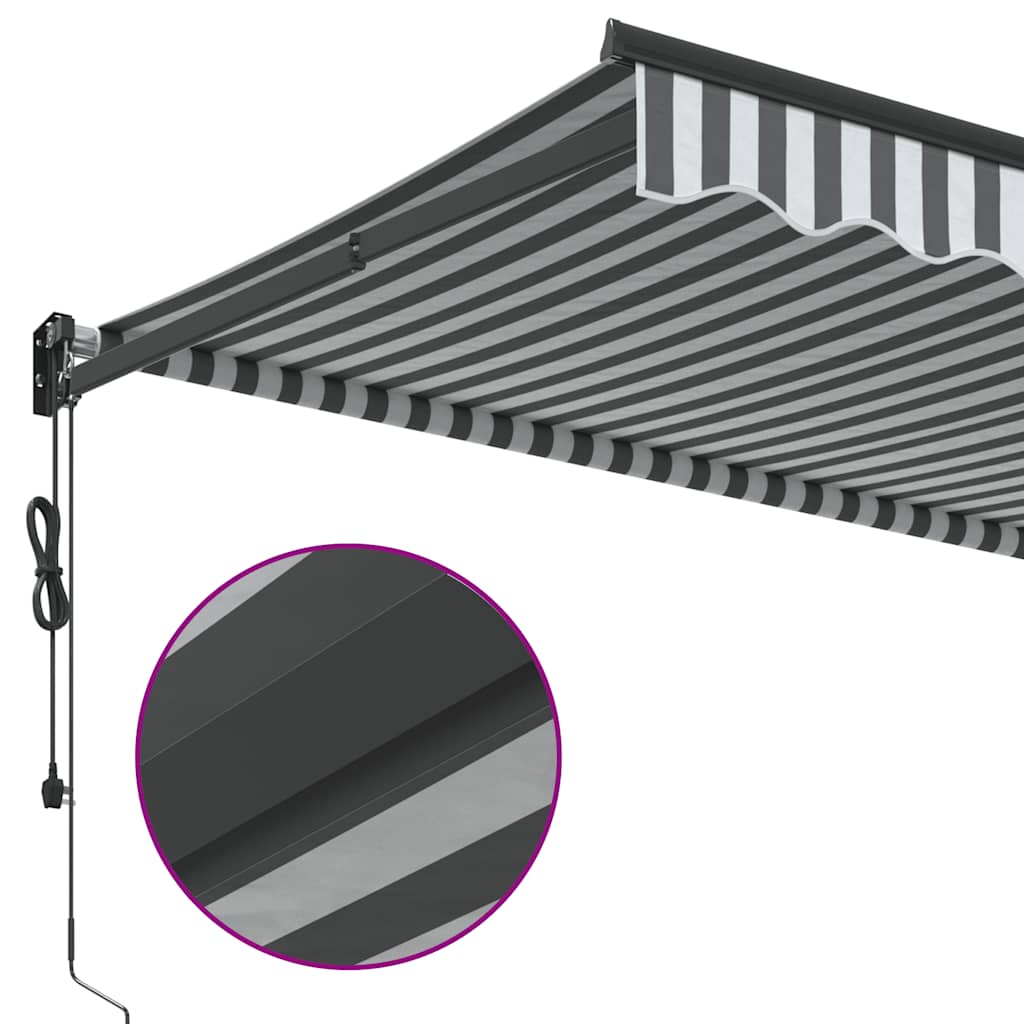 Markise Einziehbar Anthrazit & Weiß 3,5x2,5 m Stoff & Aluminium