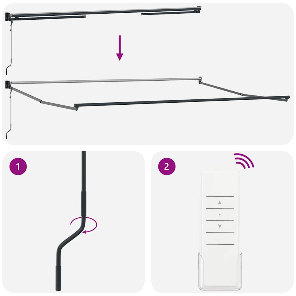 Markise Einziehbar Anthrazit und Weiß 4,5x3 m Stoff & Aluminium