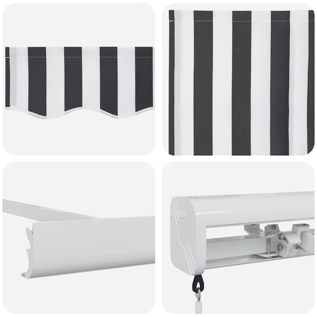 Markise Einziehbar Anthrazit und Weiß 3x2,5 m Stoff & Aluminium