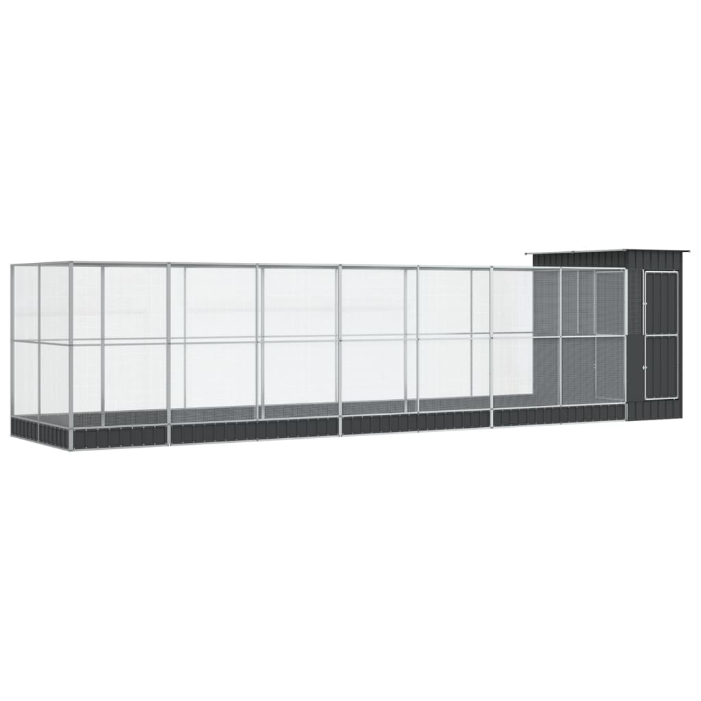 Voliere mit Erweiterung Silbern 830x203x216 cm Stahl