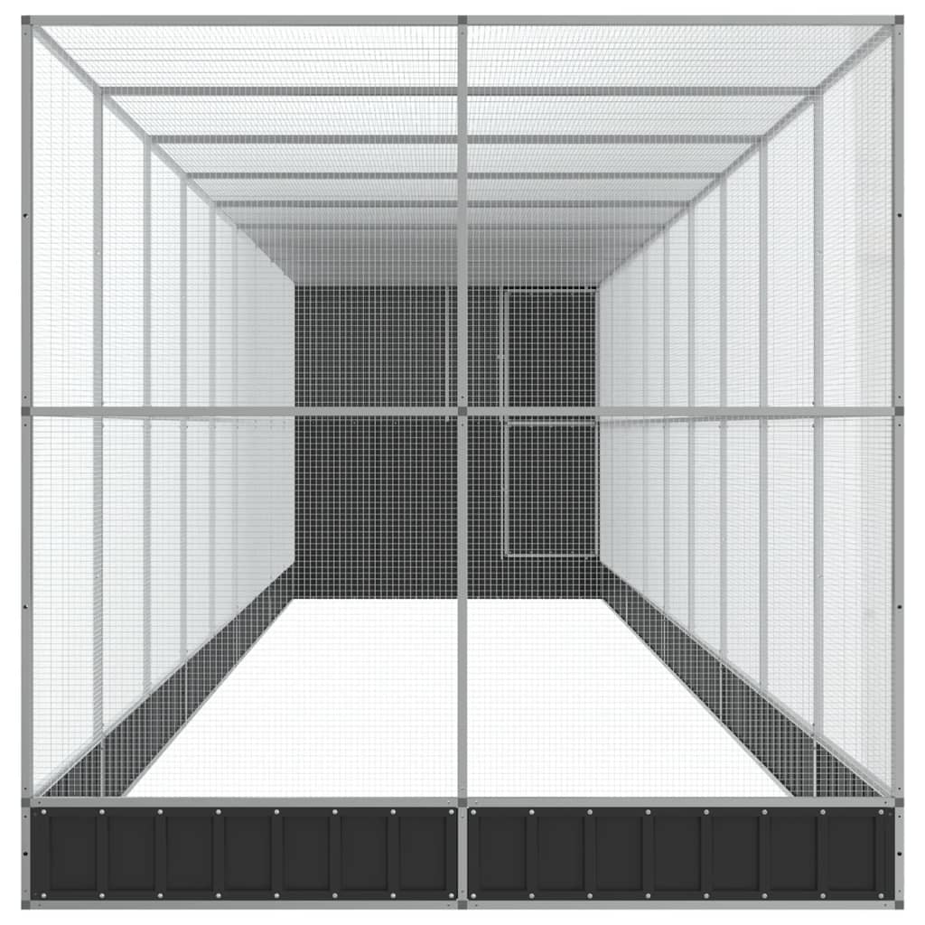 Voliere mit Erweiterung Silbern 1037x203x216 cm Stahl