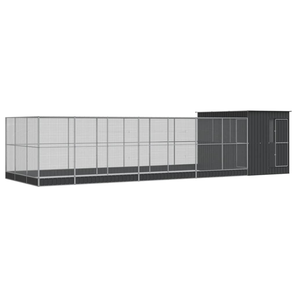 Voliere mit Erweiterung Silbern 911x303x216 cm Stahl