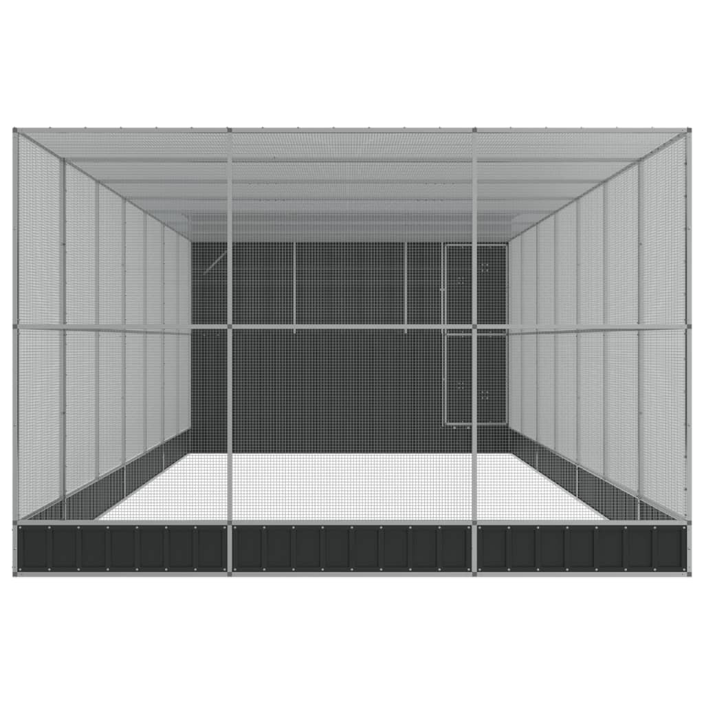 Voliere mit Erweiterung Silbern 911x303x216 cm Stahl
