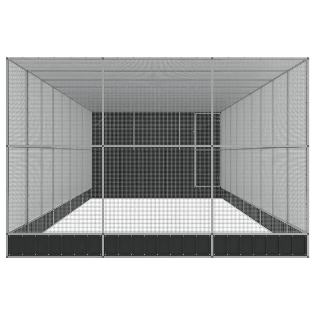 Voliere mit Erweiterung Silbern 1118x303x216 cm Stahl