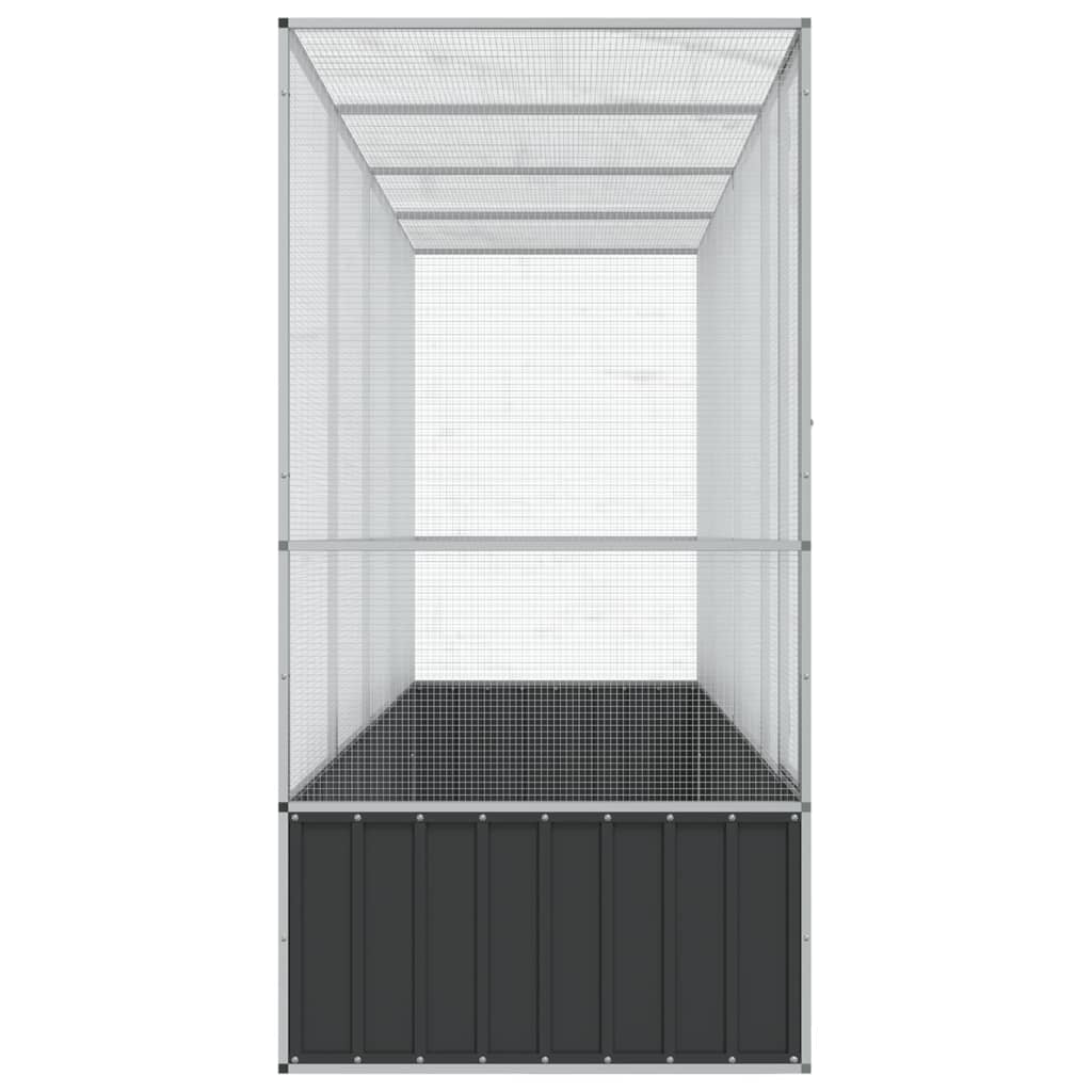 Voliere mit Erweiterung Silbern 418,5x107x212 cm Stahl