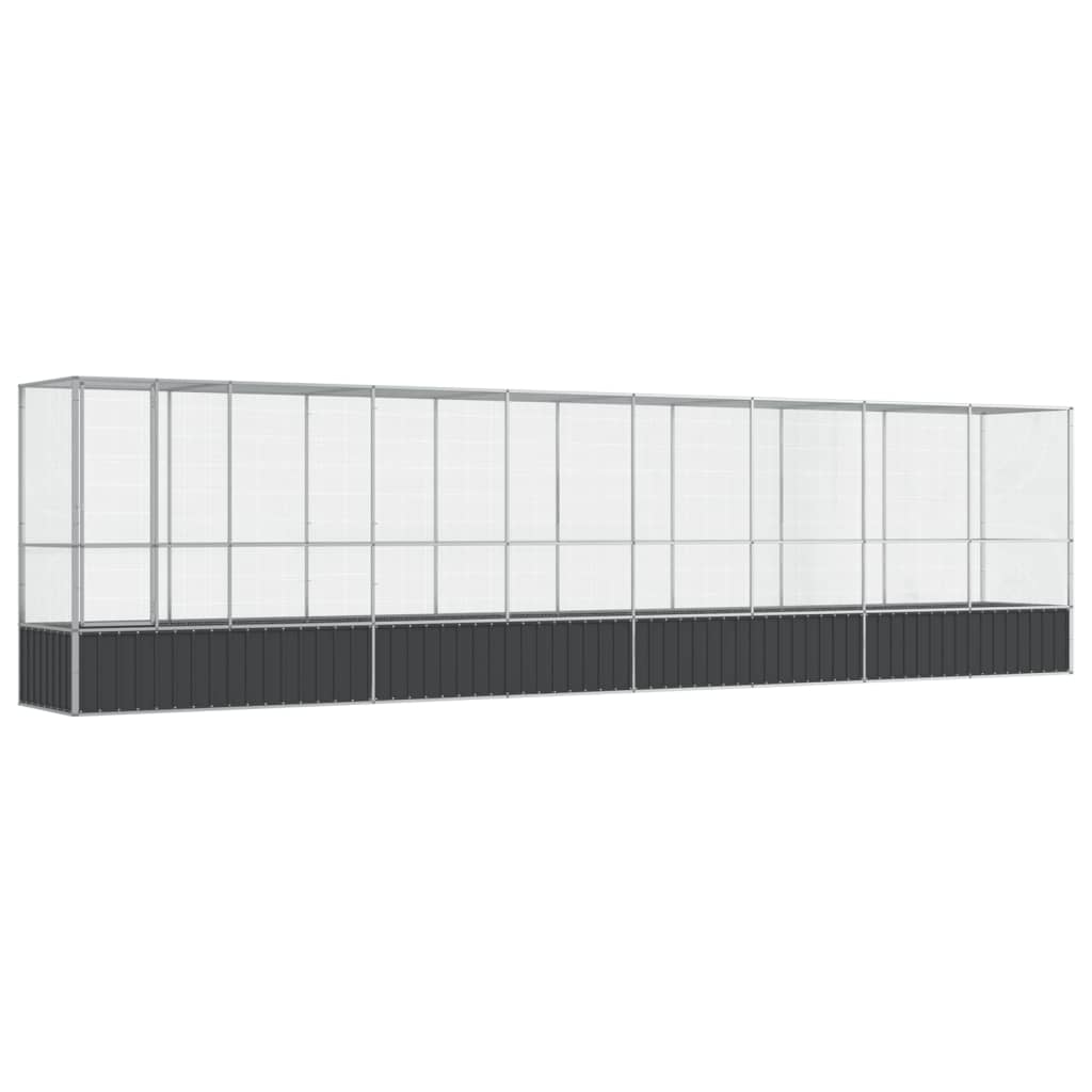 Voliere mit Erweiterung Silbern 834,5x107x212 cm Stahl