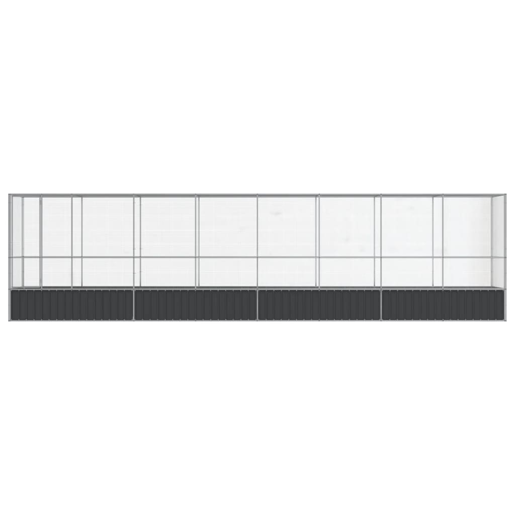 Voliere mit Erweiterung Silbern 834,5x107x212 cm Stahl