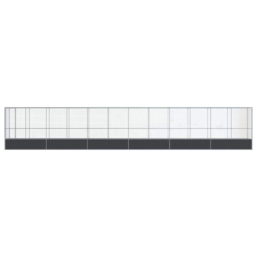 Voliere mit Erweiterung Silbern 1250,5x107x212 cm Stahl