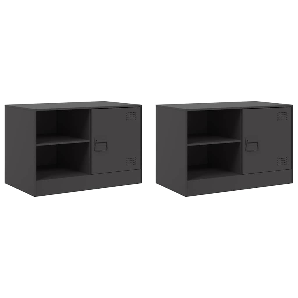 TV-Schränke 2 Stk. Schwarz 67x39x44 cm Stahl