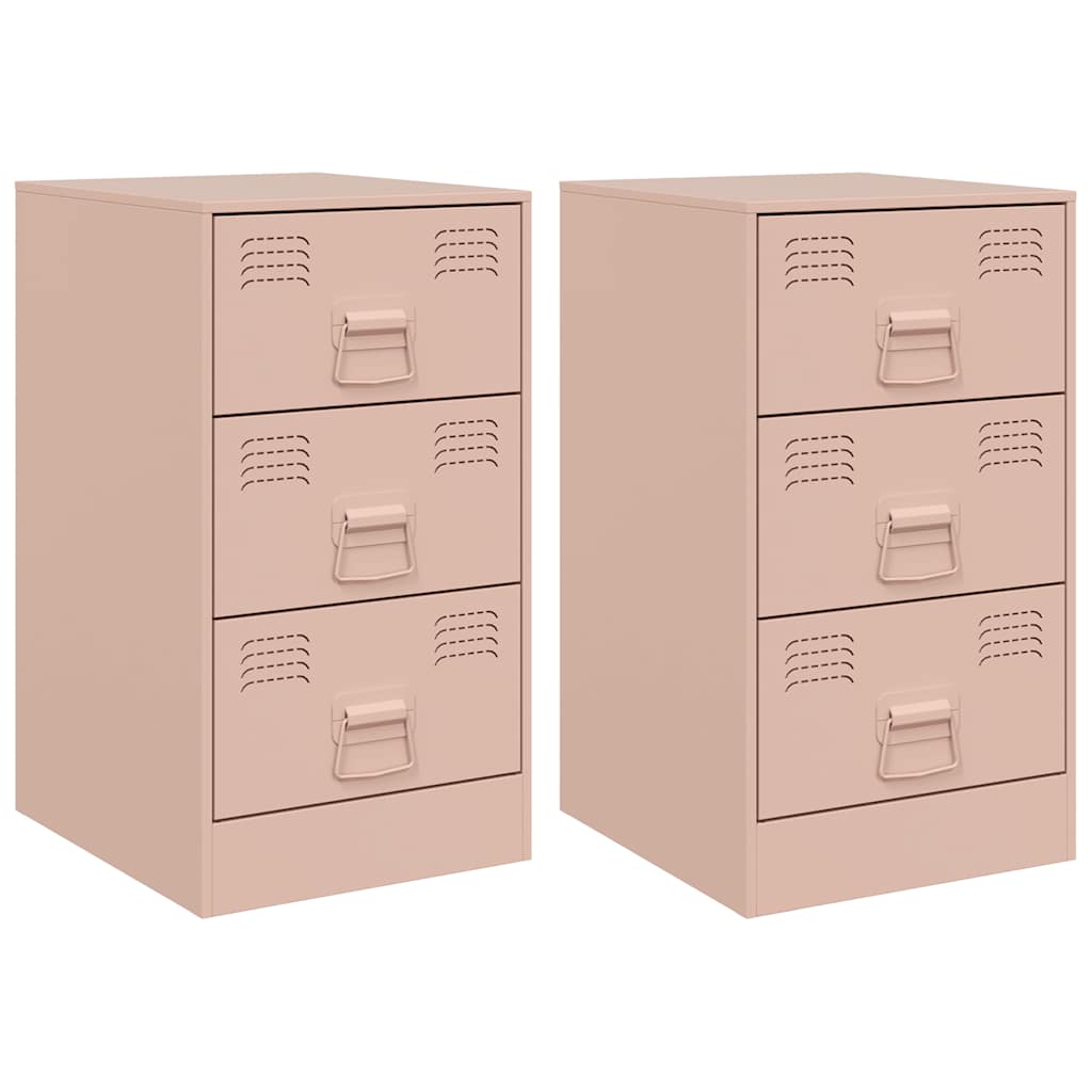 Nachttische 2 Stk. Rosa 34,5x39x62 cm Stahl