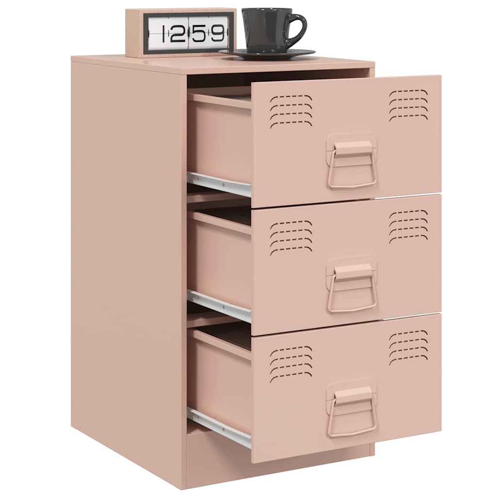 Nachttische 2 Stk. Rosa 34,5x39x62 cm Stahl