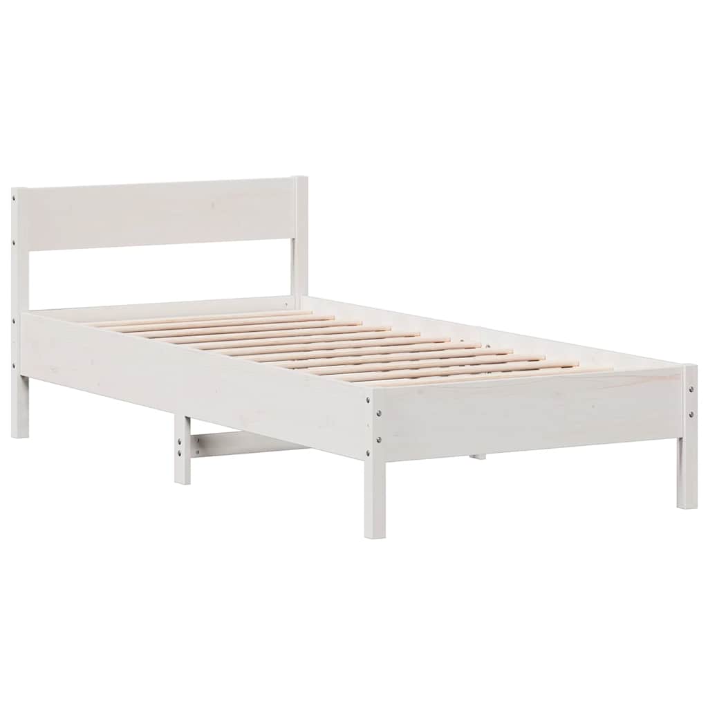 Massivholzbett ohne Matratze Weiß 90x190 cm Kiefernholz
