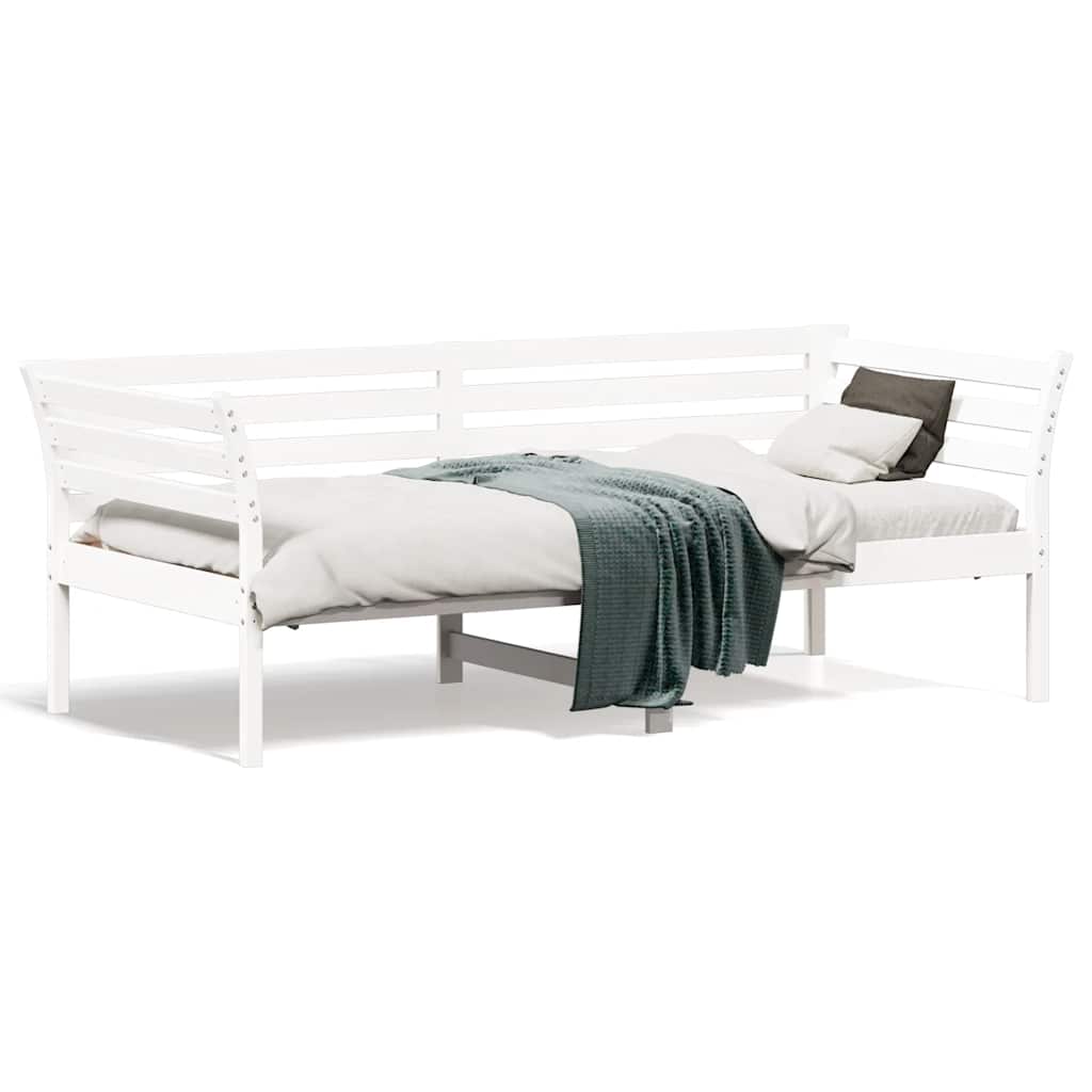 Tagesbett ohne Matratze Weiß 75x190 cm Massivholz Kiefer