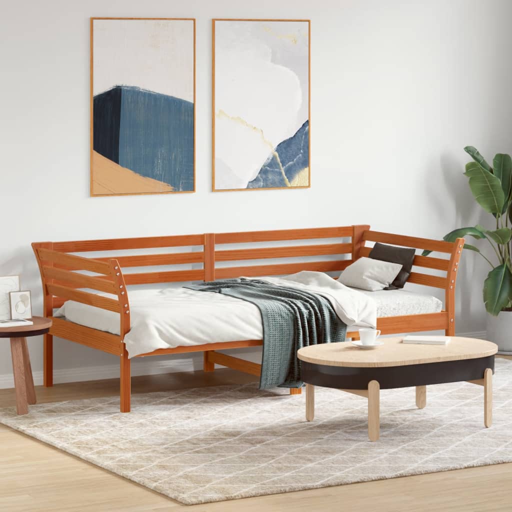 Tagesbett ohne Matratze Wachsbraun 75x190 cm Massivholz Kiefer