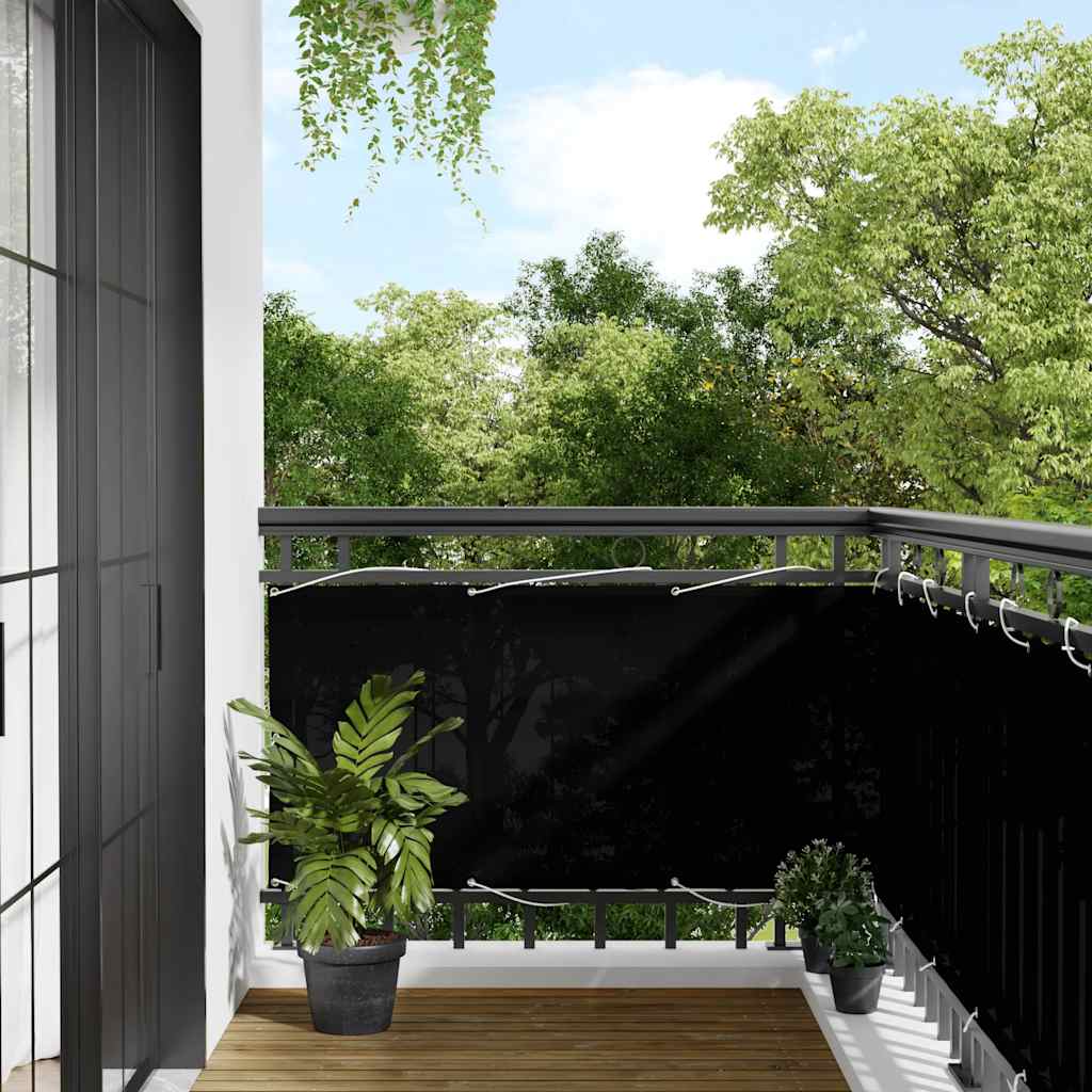 Balkon-Sichtschutz Schwarz 75x700 cm 100 % Polyester-Oxford