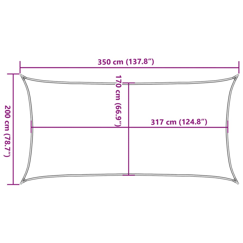 Sonnensegel Hellgrau 3,5x2 m 100% Polyester Oxford