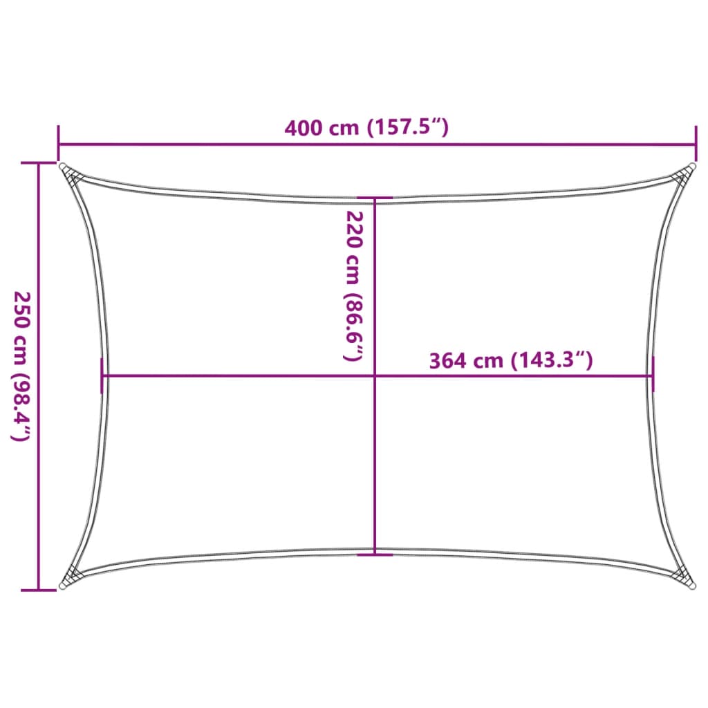 Sonnensegel Hellgrau 4x2,5 m 100% Polyester Oxford