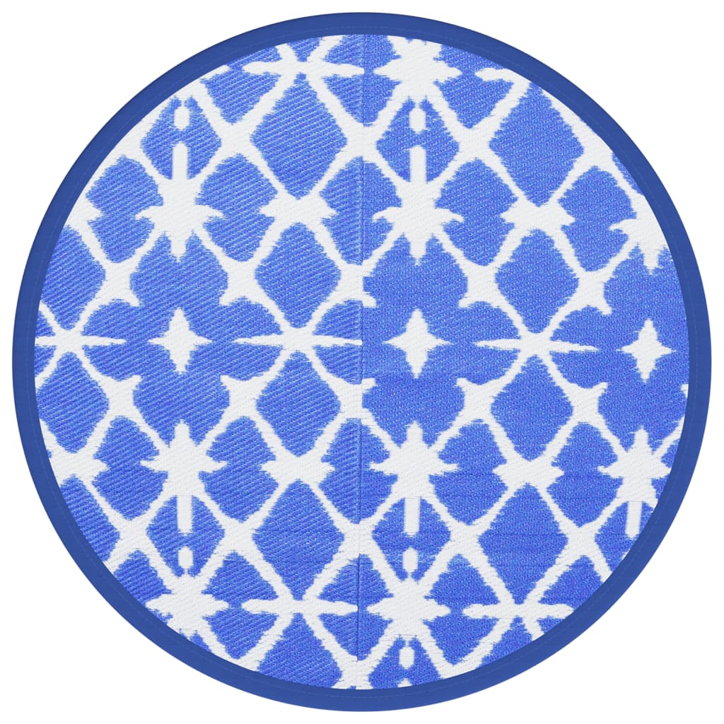 Outdoor-Teppich ARAKIL Blau und Weiß Ø160 cm PP