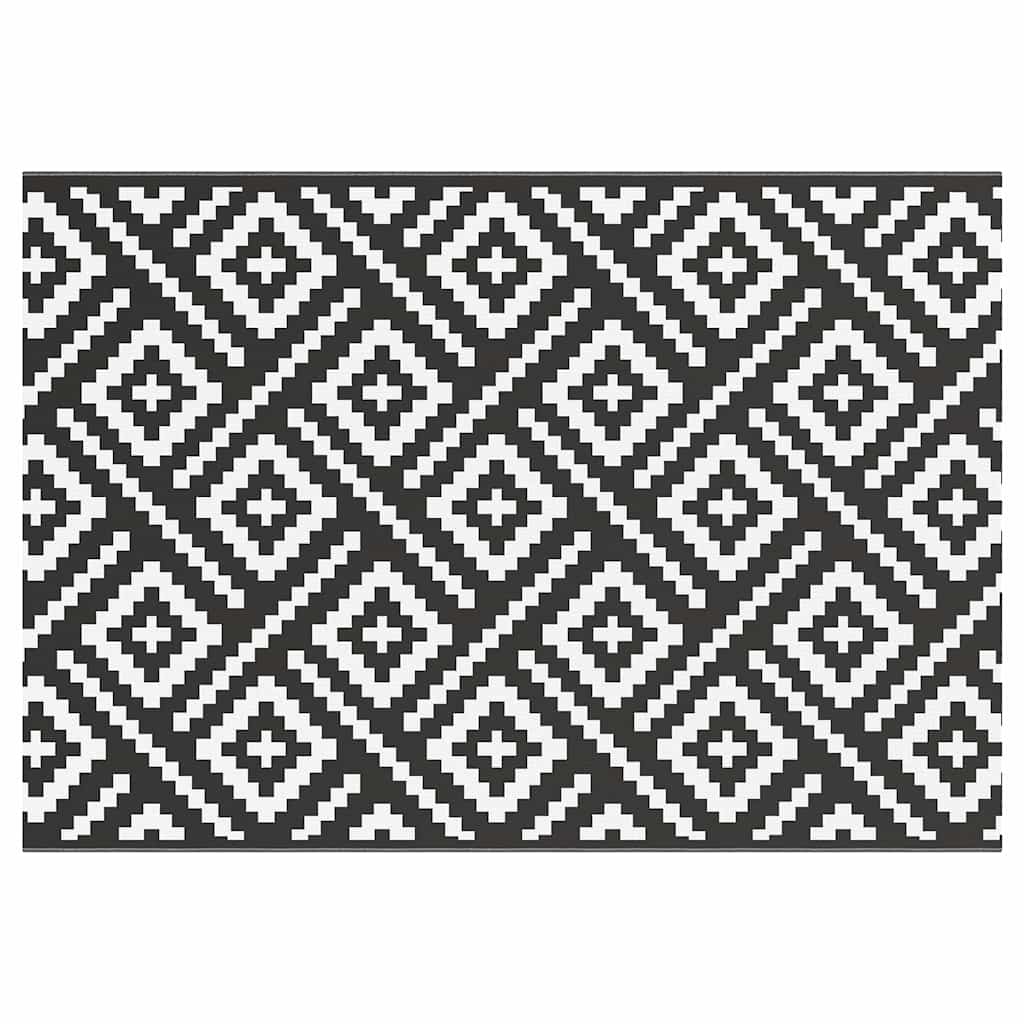 Outdoor-Teppich ARAKIL Weiß und Schwarz 160x230 cm PP