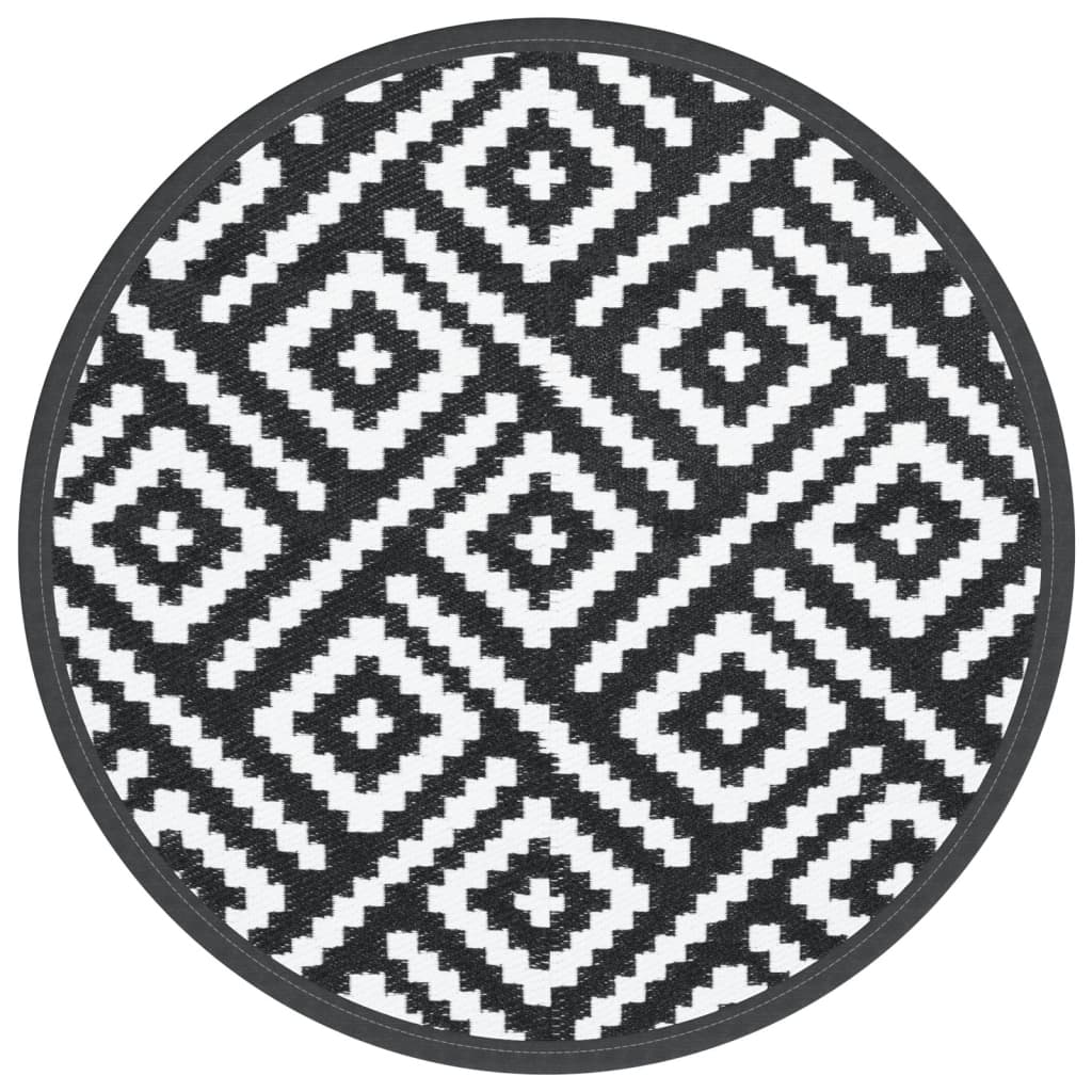 Outdoor-Teppich ARAKIL Weiß und Schwarz Ø160 cm PP